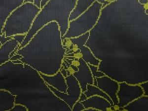 アンティーク　花模様織り出し本場泥大島紬着物(5マルキ)